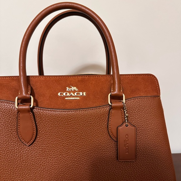 Coach Darcie Carryall F2348-CM100 Leather Suede Redwood Brown - Picture 3 of 16